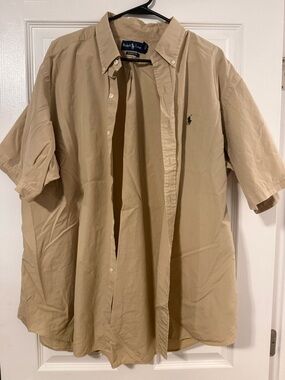 Ralph Lauren Tan Short-Sleeve Button-Down Shirt